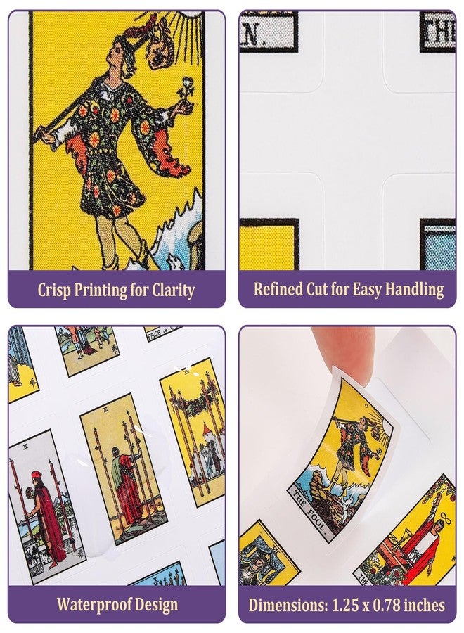 Fofeadm 1260 PCS Mini Tarot Stickers for Journaling, 1.25" x 0.78" Tarot Card Stickers Based on Rider Waite Tarot Deck, 8 Tarot Cheat Sheet Included - Image 4